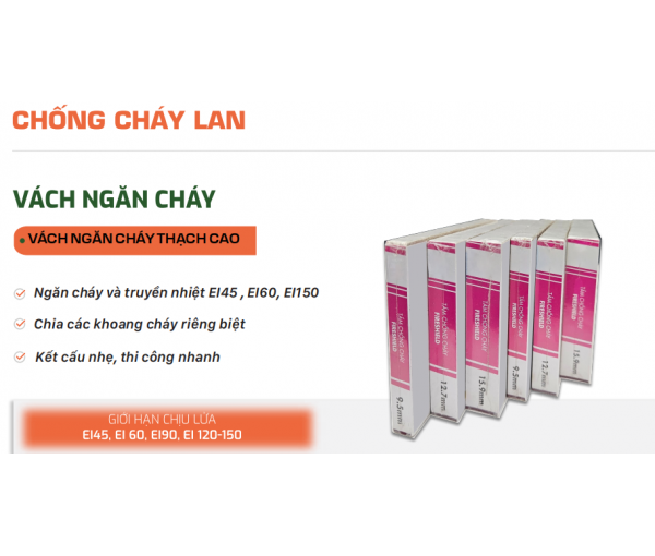 Hệ Vách Thạch Cao Chống Cháy EI60